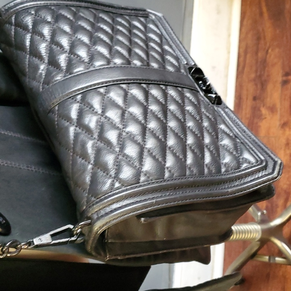 Rebecca minkoff jumbo black on black quilted crossbody bag purse - Picture 9 of 12